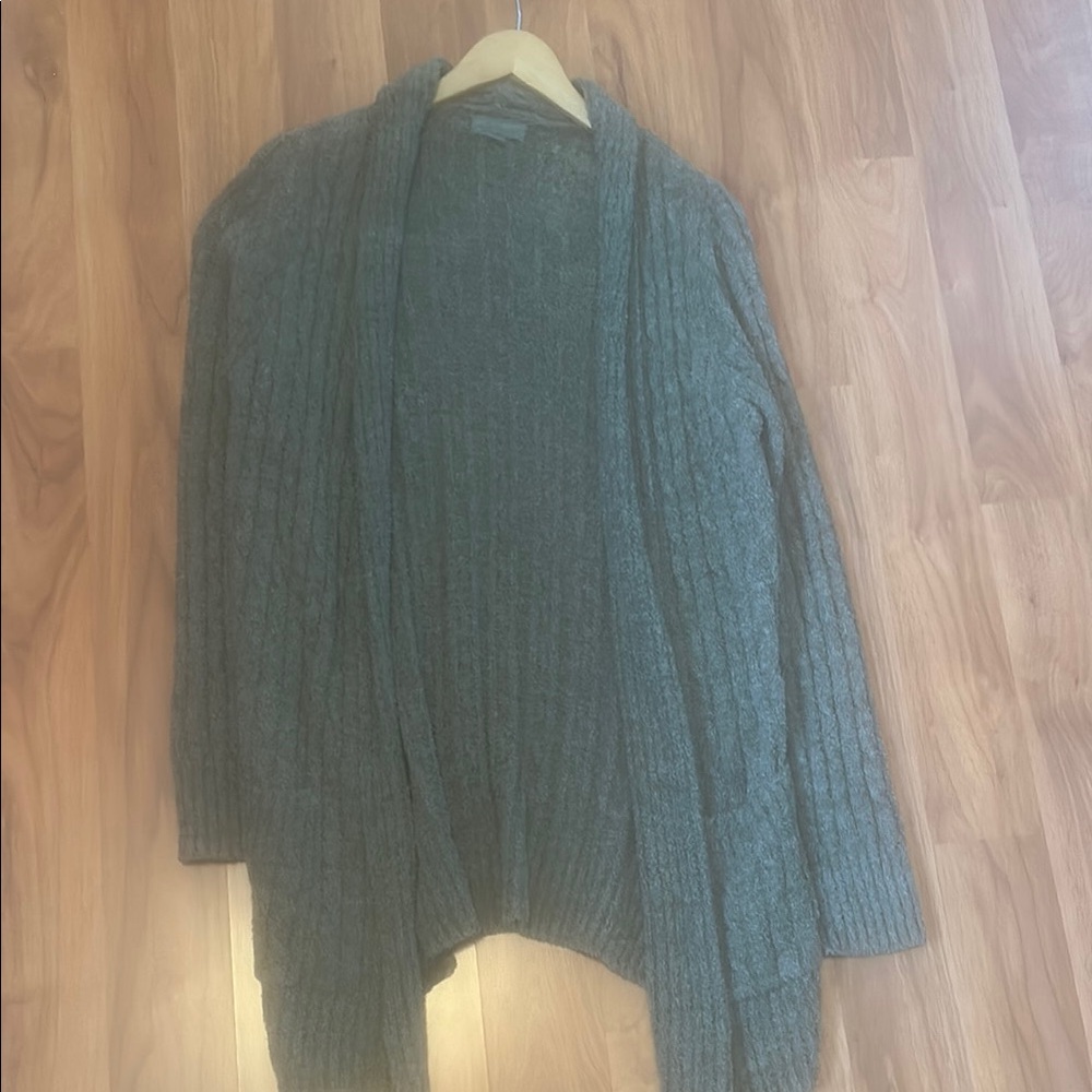 Cozy Gray Cable-Knit Cardigan Sweater
